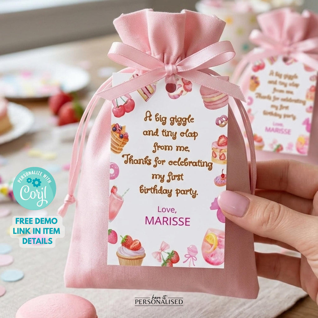 Sweet First Birthday Welcome Sign, Pink Dessert Party Sign, Editable Printable A1 Template
