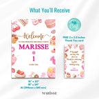 Sweet First Birthday Welcome Sign, Pink Dessert Party Sign, Editable Printable A1 Template