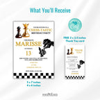 Chess Birthday Invitation Template, Editable Chess Party Invite, Checkmate Birthday Invitation, Corjl Template + Free Thank You Card