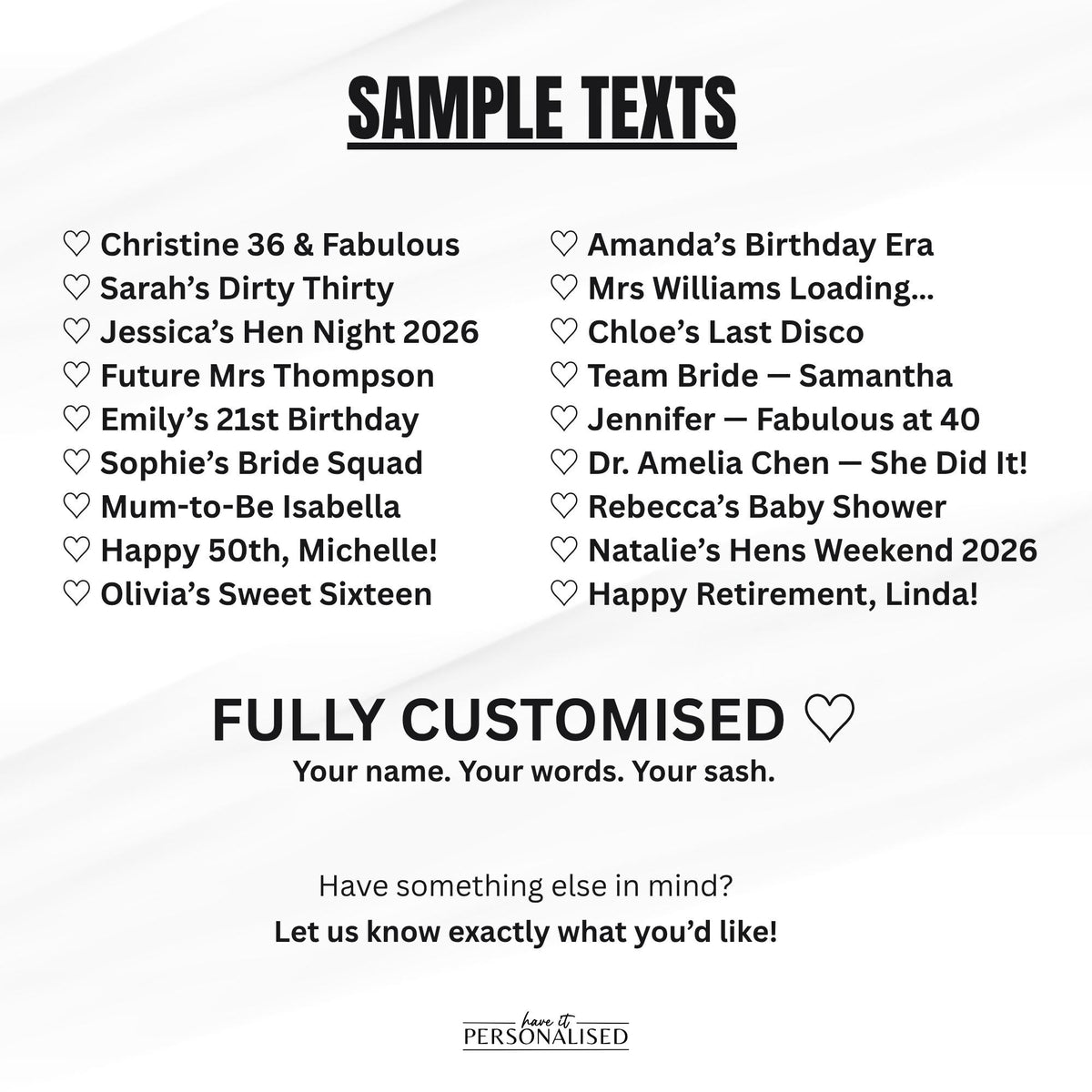 Personalised Birthday Sash