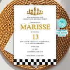 Chess Birthday Invitation Template, Editable Checkmate Party Invite (Digital Download)
