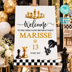 Chess Birthday Party Bundle, Editable Chess Invitation & Welcome Sign, Checkmate Birthday Party Template, Thank You Card